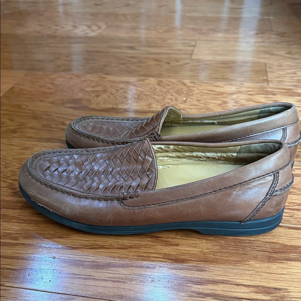 Club Room Tan Woven Leather Slip-Ons